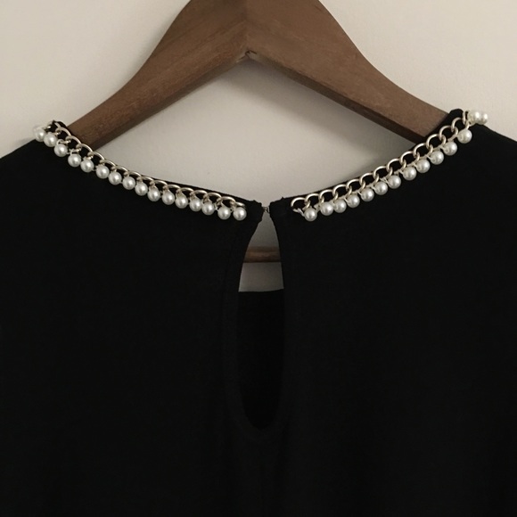 Karl Lagerfeld Pearl Embellished Mini Black Dress - Picture 6 of 8